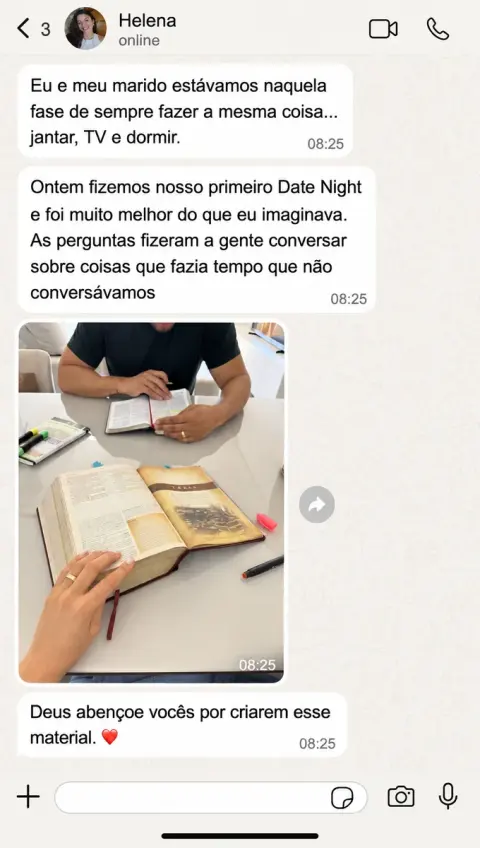 Depoimento de cliente no WhatsApp